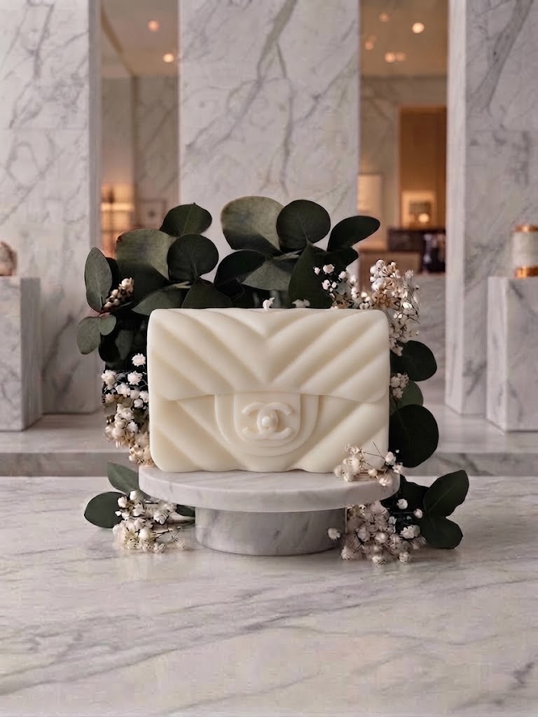 House of Taji — Chanel Inspired  Small Tiffany Chevron Handbag Candle